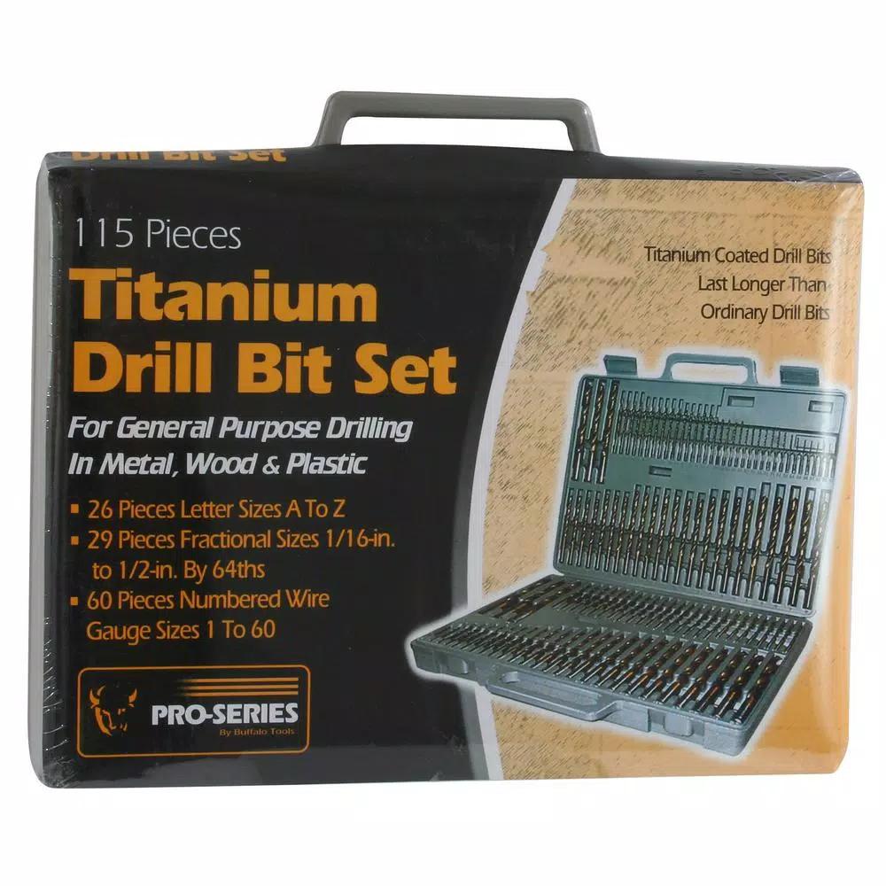 PRO-SERIES 115-Piece Titanium Coated Twist Drill Bit Set with Hex Shank and Storage Case