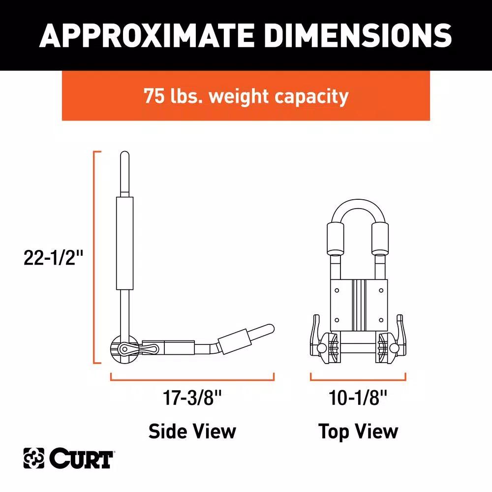 CURT Aluminum Kayak Roof Rack Carrier, 75 lb Capacity, Universal Fit