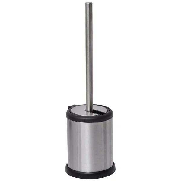 Unbranded Stainless Steel Toilet Bowl Brush Holder with Hinged Folding Lid - Chrome