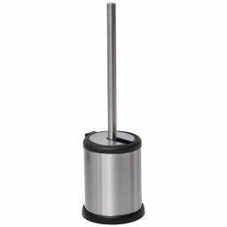 Unbranded Stainless Steel Toilet Bowl Brush Holder with Hinged Folding Lid - Chrome thumbnail 1
