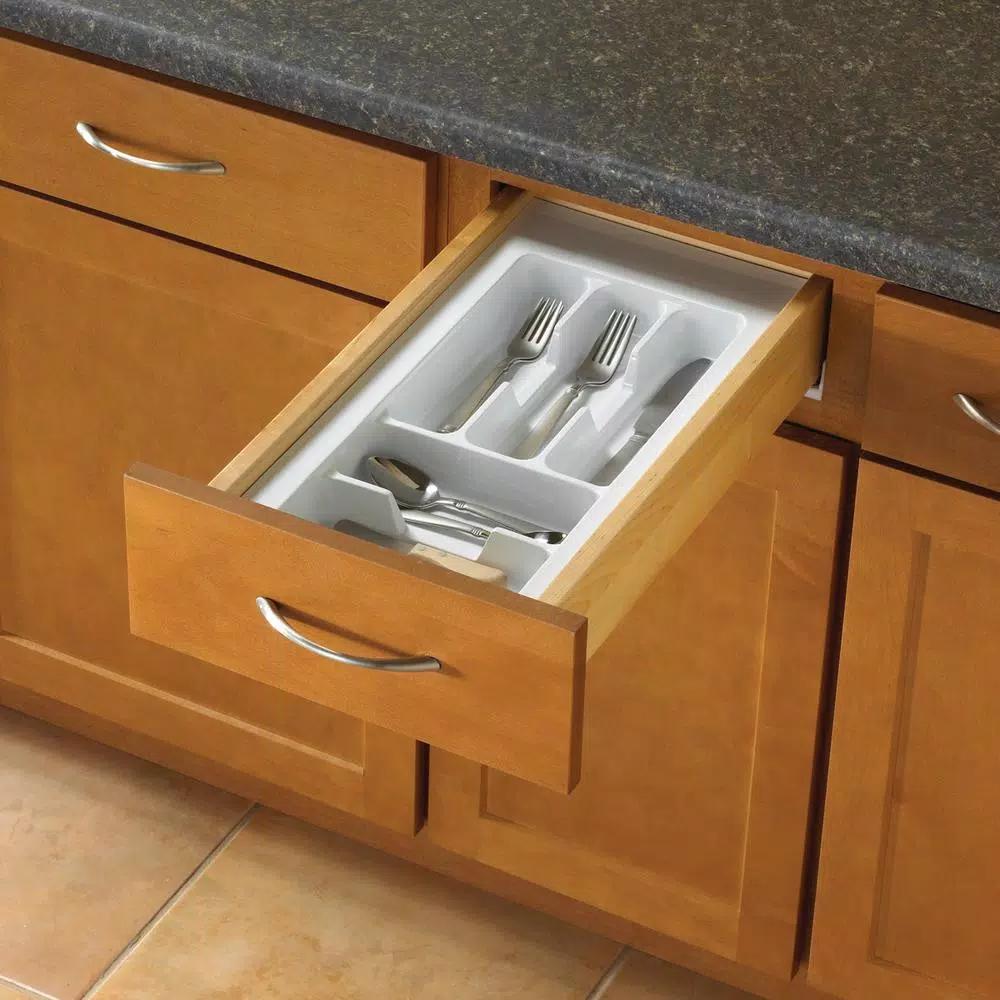Real Solutions for Real Life Real Solutions by Knape and Vogt Tableware Drawer Organizer, White Plastic, 5 Sections