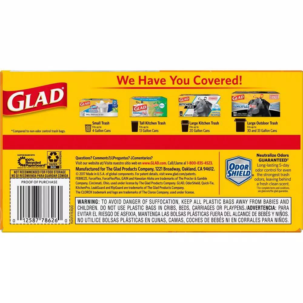 Glad 13 Gallon Tall Kitchen Drawstring Trash Bags, Febreze Hawaiian Aloha Odor Shield, 40-Count