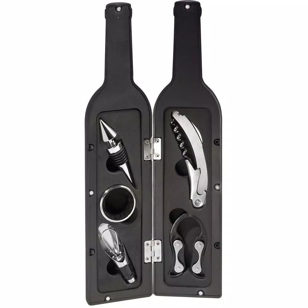 Ozeri 5-Piece Wine Accessory Set - Wine Bottle Shaped Corkscrew & Tool Kit