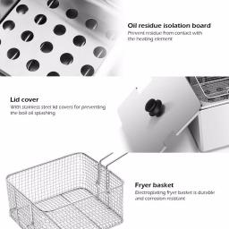 Costway 6.3 Qt. Stainless Steel Commercial Electric Deep Fryer, 2500W Silver thumbnail 7
