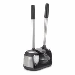 Polder Dual Bath Caddy Toilet Brush and Plunger Set with Stainless Steel Handles - Black thumbnail 4