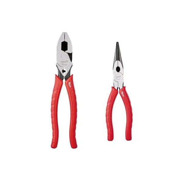 Milwaukee 2-Piece Pliers Set: 9 in. High Leverage Lineman's & 8 in. Long Nose Pliers
