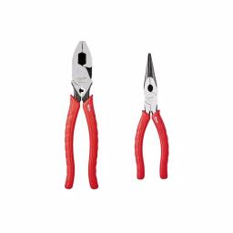 Milwaukee 2-Piece Pliers Set: 9 in. High Leverage Lineman's & 8 in. Long Nose Pliers thumbnail 1