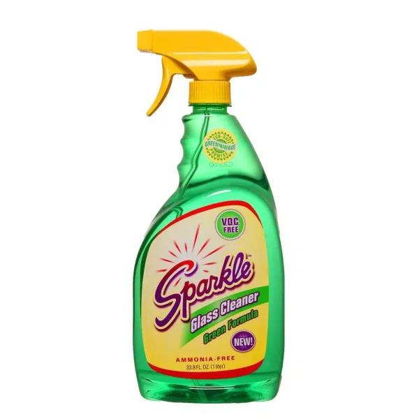 Sparkle Green Formula VOC-Free Glass Cleaner, 33.8 oz Spray Bottle