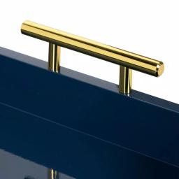 Kate and Laurel Lipton 18 in. Navy Blue Hexagon Decorative Tray with Polished Metal Handles thumbnail 4