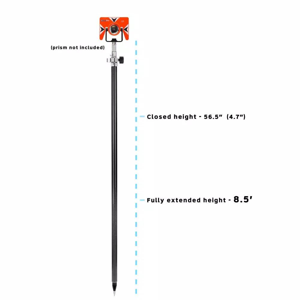 AdirPro 8.5 ft. Carbon Fiber Prism Pole with Fixed Adapter and Dual Graduations