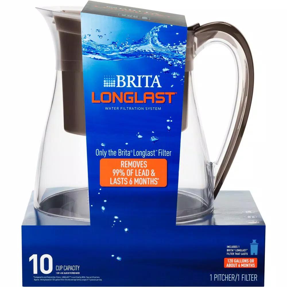 Brita Monterey 10-Cup Water Filter Pitcher with Longlast Filter, Black