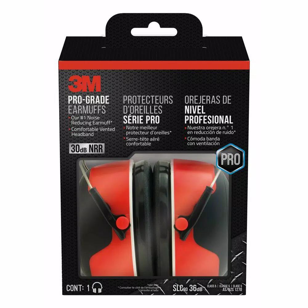 3M Pro-Grade Earmuffs, High Noise Reduction Rating (NRR 30 dB) Hearing Protection