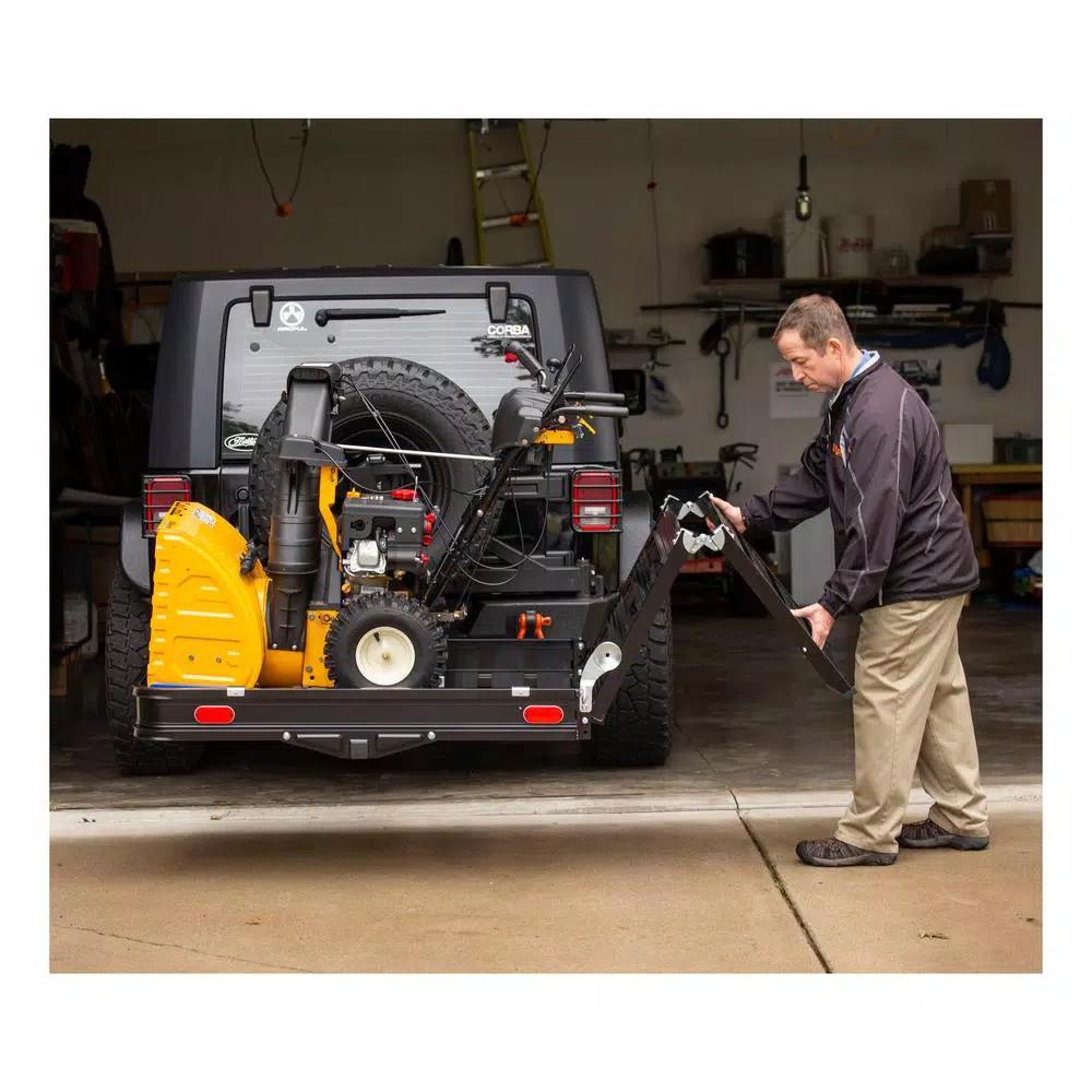 CURT Aluminum Hitch Cargo Carrier with Folding Ramp, 500 lb. Capacity, 2 in. Receiver