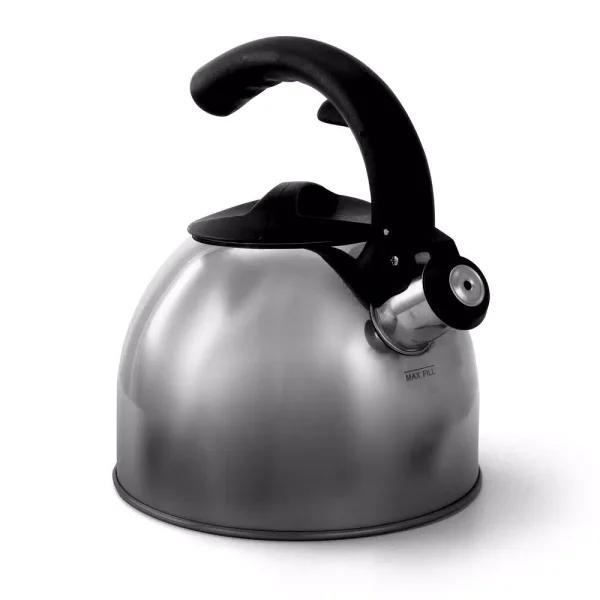 Mr. Coffee Steamline 2 Qt. Stainless Steel Tea Kettle with Whistle, Gray
