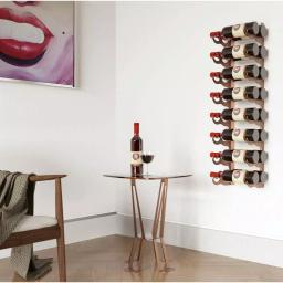 DI PRIMA USA Eagle Edition 16 Bottle Wall Mounted Wine Rack - Double Row, Brown thumbnail 2