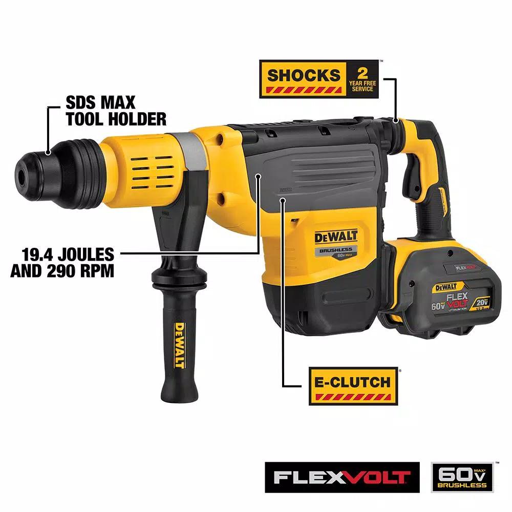 DEWALT 60V MAX FLEXVOLT Cordless Brushless 2 in. SDS MAX Combination Rotary Hammer Kit with (2) 12.0Ah Batteries