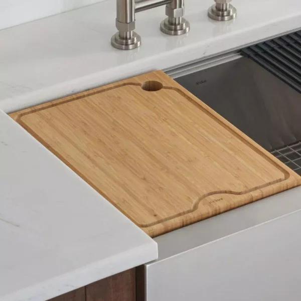 KRAUS 12 in. Solid Bamboo Workstation Sink Cutting Board