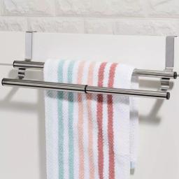 Unbranded Expandable 2-Tier Steel Over the Cabinet Door Towel Rack - Silver thumbnail 2
