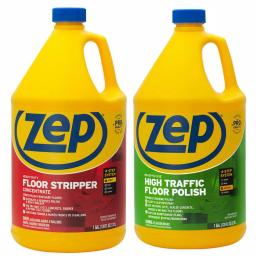Zep Heavy-Duty Floor Stripper and High-Traffic Floor Polish 2-Pack Combo, 128 oz. Each thumbnail 1