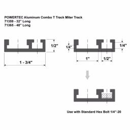 POWERTEC 32 in. Dual Track Aluminum Combo T-Track and Miter Track for Woodworking thumbnail 3