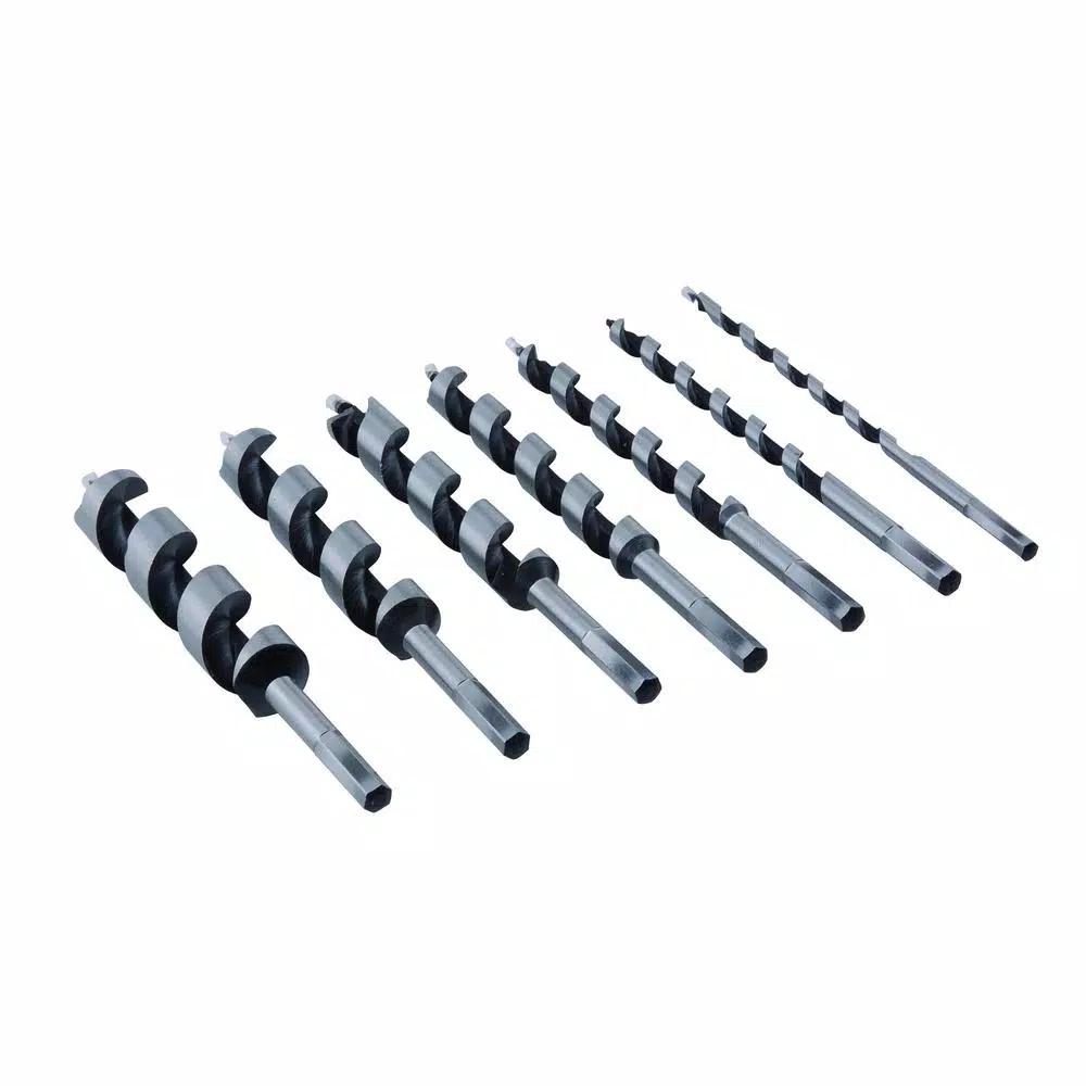 Professional Woodworker 7-Piece Heat Treated Carbon Steel Auger Bit Set for Hard and Soft Wood
