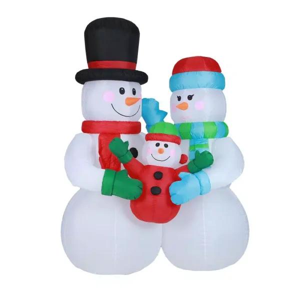 Luxen Home 8 ft. Snowman Family Inflatable Holiday Yard Decor with LED Lights