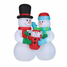 Luxen Home 8 ft. Snowman Family Inflatable Holiday Yard Decor with LED Lights thumbnail 1
