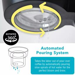 TRIBEST Shine Automatic Pour Over Coffee Machine with 2-Cup Double Wall Glass Carafe, Black with Wood Finish thumbnail 2