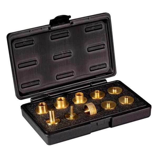 POWERTEC 11-Piece Brass Router Guide Bushing Set with Centering Bits and Lock Nuts