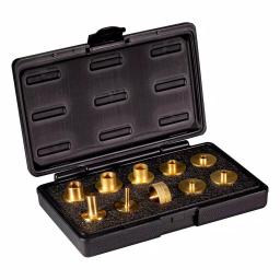POWERTEC 11-Piece Brass Router Guide Bushing Set with Centering Bits and Lock Nuts thumbnail 1