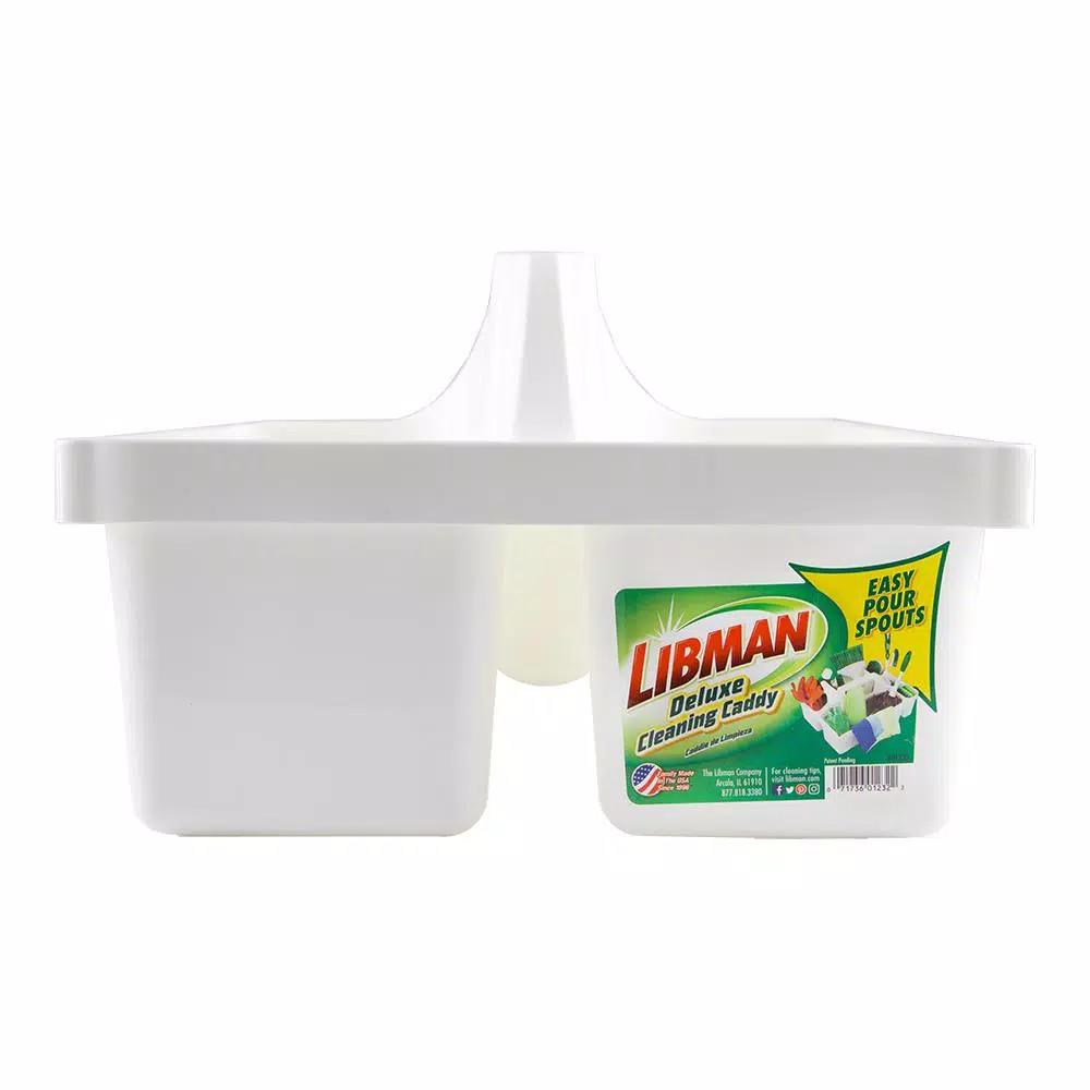 Libman Deluxe Maid Cleaning Caddy with 5 Compartments and Pour Spouts - White