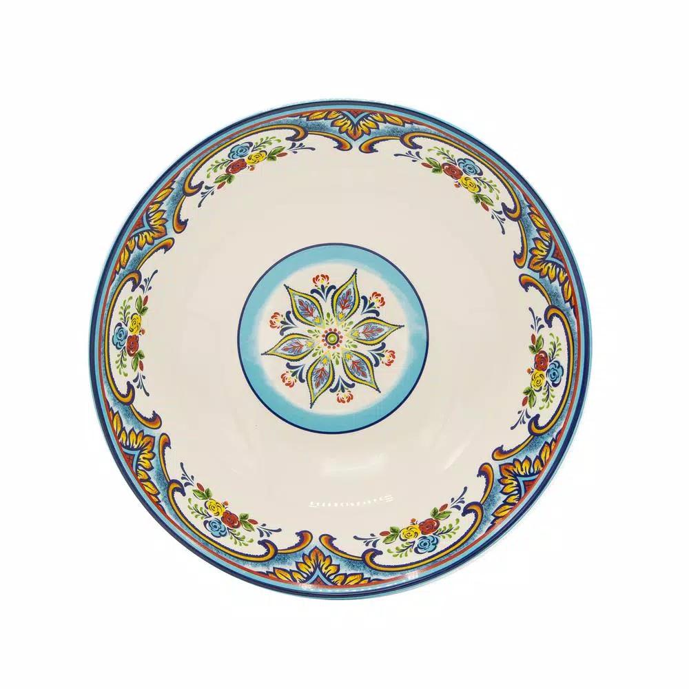 Euro Ceramica Zanzibar Bohemian Earthenware Serving Bowl, Multicolor, 120oz