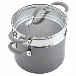 Circulon Elementum 5 Qt. Hard-Anodized Nonstick Multipot with Steamer Insert, Oyster Gray thumbnail 5