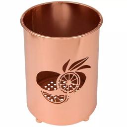Creative Home Copper Plated Metal Utensil Holder with Laser Cut Lemon Motif Kitchen Tool Crock thumbnail 1
