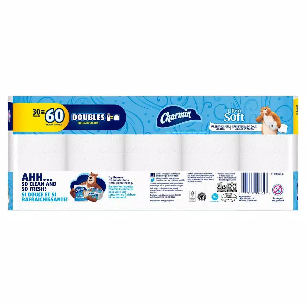 Charmin Ultra Soft Toilet Paper, 30 Double Rolls