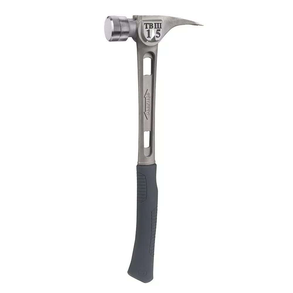 Stiletto Ti-Bone 15 oz. Titanium Smooth Face Hammer with 18 in. Curved Handle