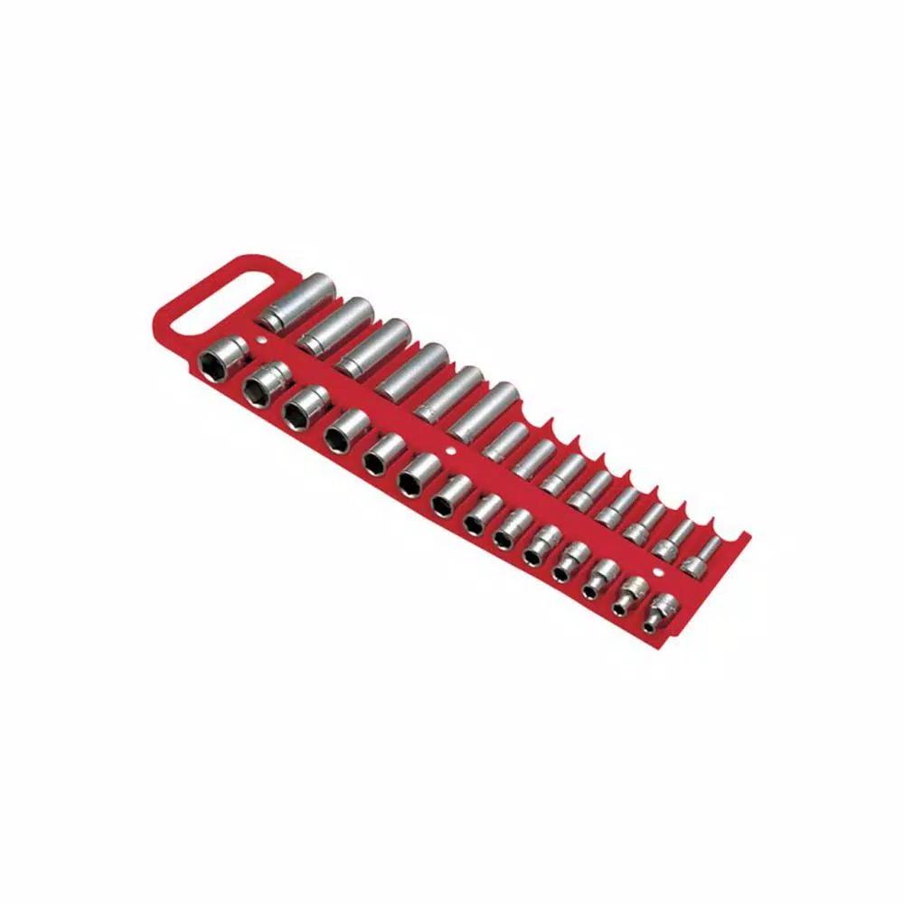 Lisle 3/8 in. Drive Red Magnetic Socket Holder for 28 Sockets