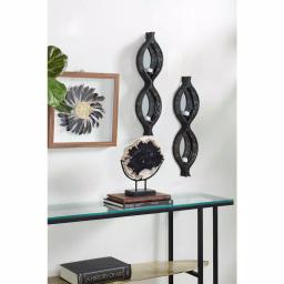 LITTON LANE Eclectic Figure Eight Black Metal Mesh Wall Sconces with Mirror Inlays, Set of 2 thumbnail 1