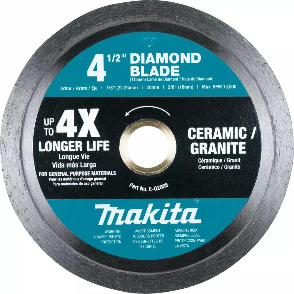 Makita 4-1/2 in. Continuous Rim Diamond Blade for Tile, Granite, and Stone