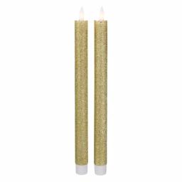 Northlight Gold Glittered Flameless Taper Christmas Candles, 12 in. Set of 2 thumbnail 1