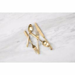 Fortessa Lucca Faceted 5-Piece 18/10 Stainless Steel Brushed Gold Flatware Place Setting thumbnail 2