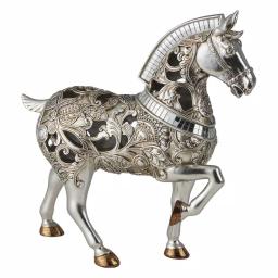 ORE International Langi Polyresin Trojan Horse Decorative Figurine with Mirrored Mane and Silver Filigree thumbnail 2