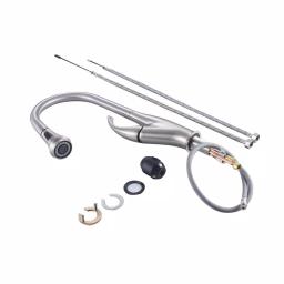 Vanity Art Brushed Nickel Single-Handle Pull-Down Kitchen Faucet with Spray Wand thumbnail 3