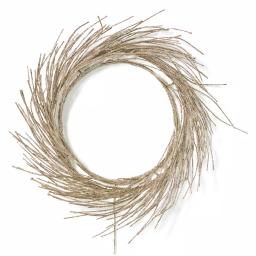 Noble House 24 in. Champagne Glitter Pre-Lit Warm White LED Artificial Christmas Wreath thumbnail 2