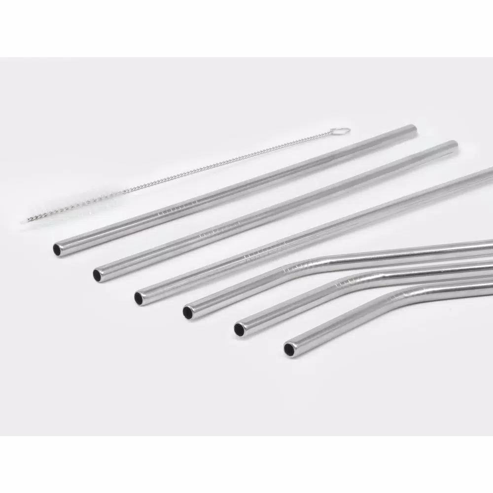 ExcelSteel 14-Piece Stainless Steel Reusable Straw Set with Cleaning Brushes