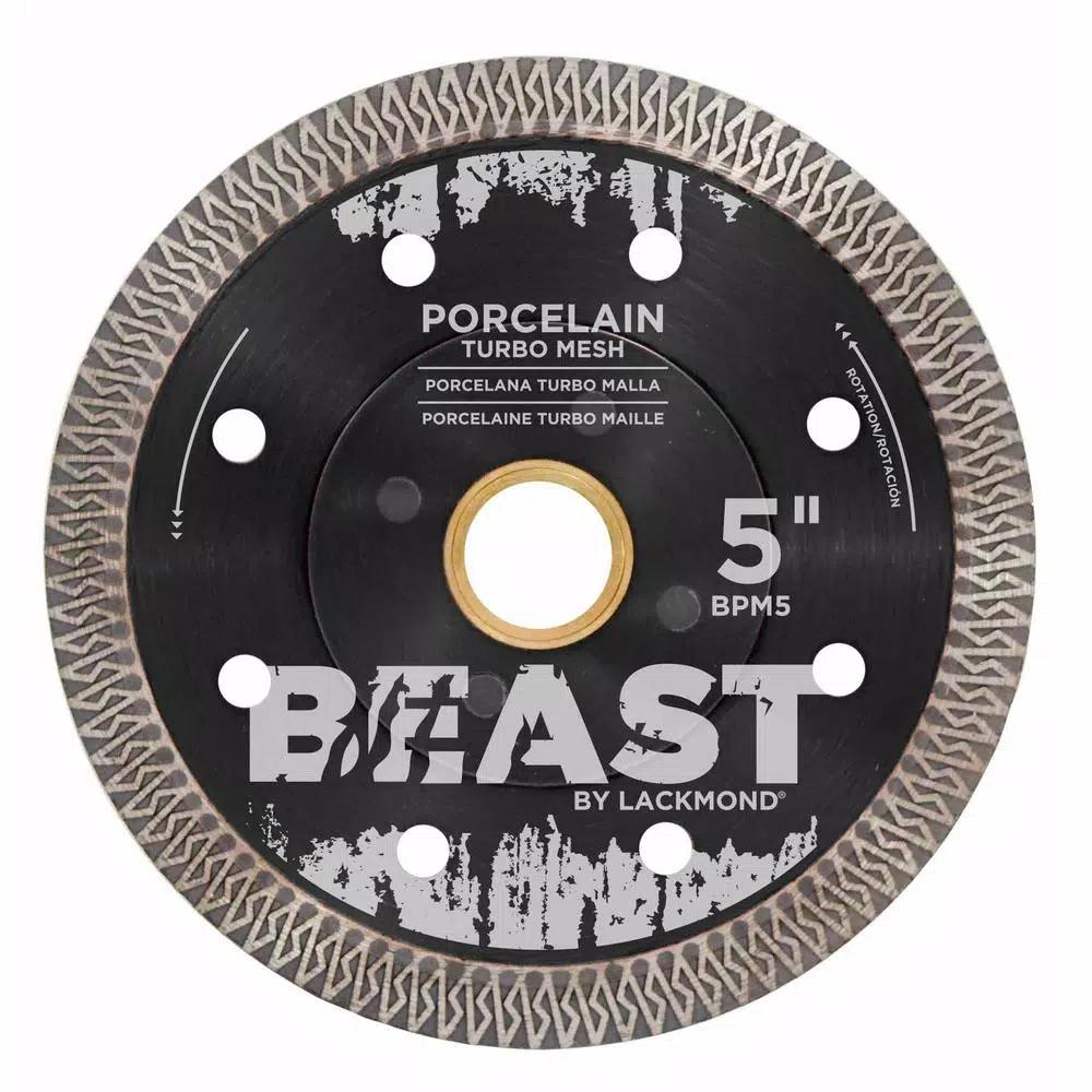 Beast Pro Turbo 5 in. Meshed Porcelain Diamond Blade for Wet/Dry Cutting