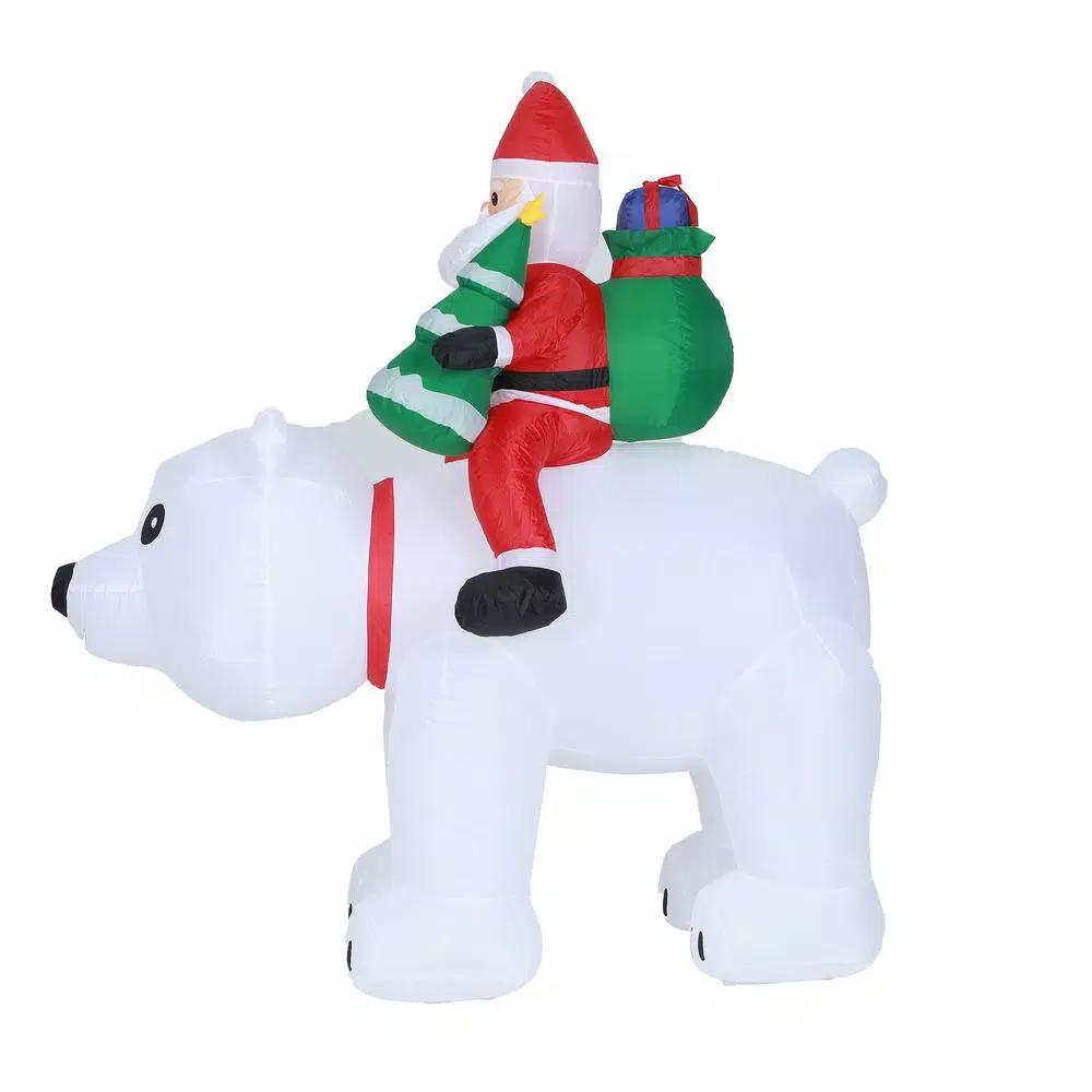 Luxen Home 6 ft. Santa and Polar Bear Inflatable Holiday Yard Decor with LED Lights