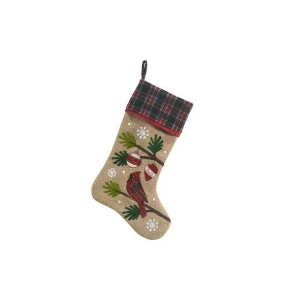 Manor Luxe Cardinal Noel Peace Christmas Stocking - 20 in. Jute & Polyester Blend
