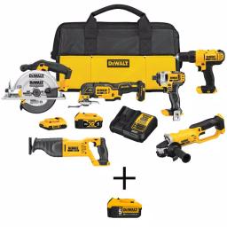 DEWALT 20V MAX Cordless 6-Tool Combo Kit with 3 Batteries and Charger thumbnail 1