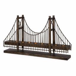 IMAX Rustic Suspension Bridge Wrought Iron Tea Light Candle Holder - Holds 9 Votives thumbnail 1